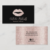 Elegant Roos Gold Lips Beauty Salon Makeup Artist Visitekaartje (Voorkant / Achterkant)