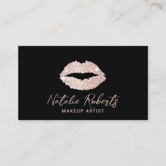 Elegant Roos Gold Lips Beauty Salon Makeup Artist Visitekaartje (Voorkant)