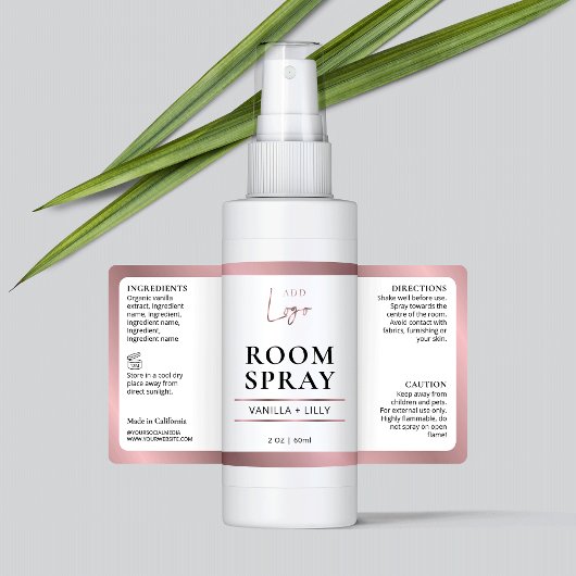 Elegant Roos Gold Logo Room Freshener Spray Label
