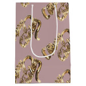 Elegant Roos Gold Look Script Merry Christmas Med Medium Cadeauzakje (Achterkant)