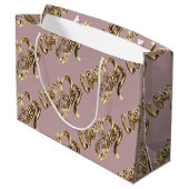 Elegant Roos Gold look Script Merry kerst Groot Cadeauzakje (Achterkant Gekanteld)