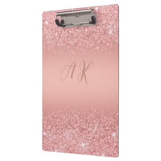 Elegant Roos Gold Luxe Shimmer Monogram Klembord (Links)
