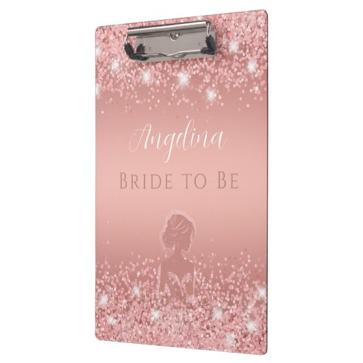 Elegant Roos Gold Luxe Shimmer Vrijgezellenfeest Klembord (Links)