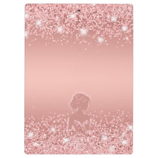 Elegant Roos Gold Luxe Shimmer Vrijgezellenfeest Klembord (Achterkant)