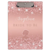 Elegant Roos Gold Luxe Shimmer Vrijgezellenfeest Klembord (Voorkant)