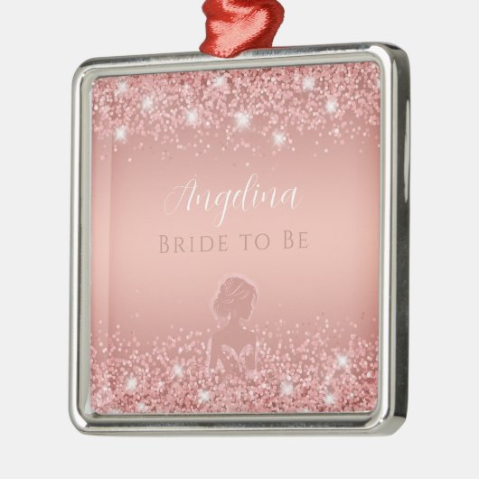 Elegant Roos Gold Luxe Shimmer Vrijgezellenfeest Metalen Ornament (Links)