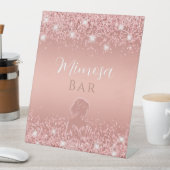 Elegant Roos Gold Luxe Shimmer Vrijgezellenfeest Reclamebord Met Voetstuk (Insitu)