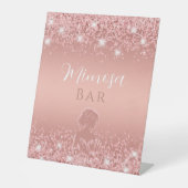 Elegant Roos Gold Luxe Shimmer Vrijgezellenfeest Reclamebord Met Voetstuk (Voorkant)