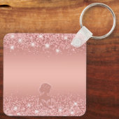 Elegant Roos Gold Luxe Shimmer Vrijgezellenfeest Sleutelhanger (Achterkant)