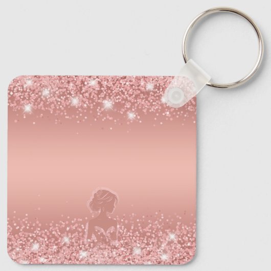 Elegant Roos Gold Luxe Shimmer Vrijgezellenfeest Sleutelhanger (Achterkant)