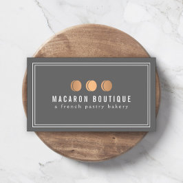 Elegant Roos Gold Macaron Trio Logo op grijs Visitekaartje