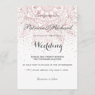 Elegant roos gold mandala confetti bruiloft kaart