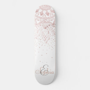 Elegant roos Gold mandala confetti design Skateboard