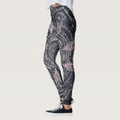 Elegant Roos Gold Mandala Grey Nebula Design Leggings (Links)