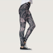 Elegant Roos Gold Mandala Grey Nebula Design Leggings (Rechts)
