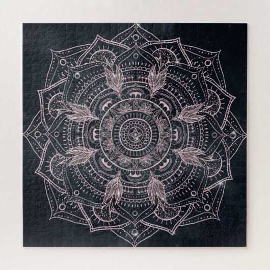 Elegant Roos Gold Mandala Grey Nebula Design Legpuzzel (Horizontaal)