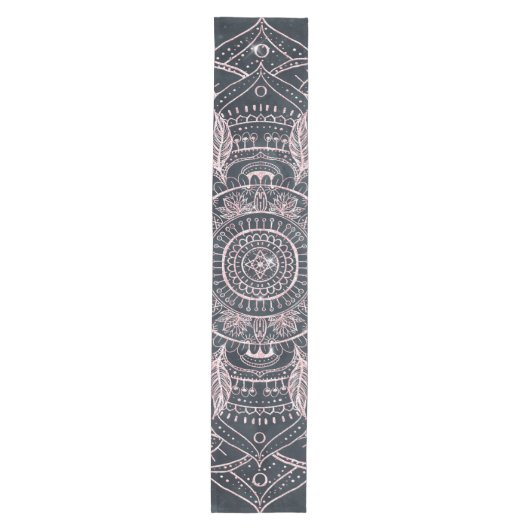 Elegant Roos Gold Mandala Grey Nebula Design Medium Tafelloper (Voorkant)