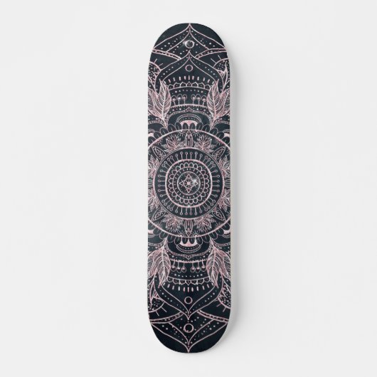 Elegant Roos Gold Mandala Grey Nebula Design Persoonlijk Skateboard (Voorkant)
