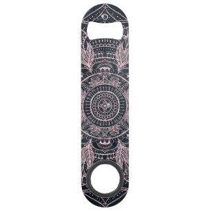 Elegant Roos Gold Mandala Grey Nebula Design Speed Flessenopener