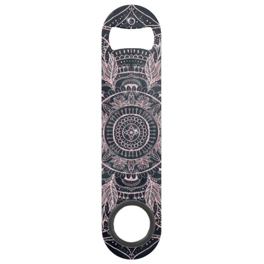 Elegant Roos Gold Mandala Grey Nebula Design Speed Flessenopener (Voorkant)