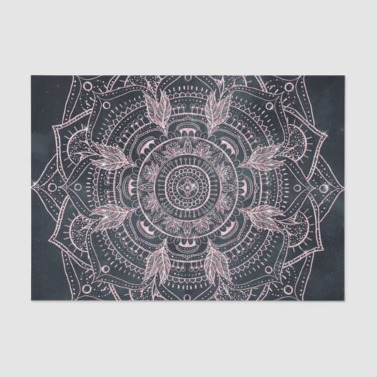 Elegant Roos Gold Mandala Grey Nebula Design Tissuepapier (Voorkant)