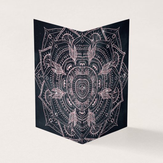 Elegant Roos Gold Mandala Grey Nebula Design Visitekaartje (Buitenkant)