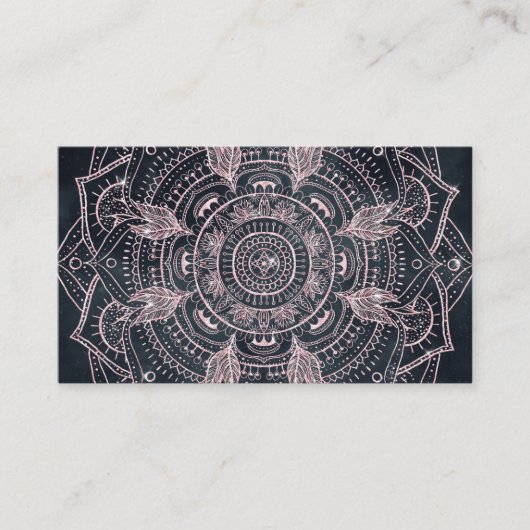 Elegant Roos Gold Mandala Grey Nebula Design Visitekaartje (Voorkant)