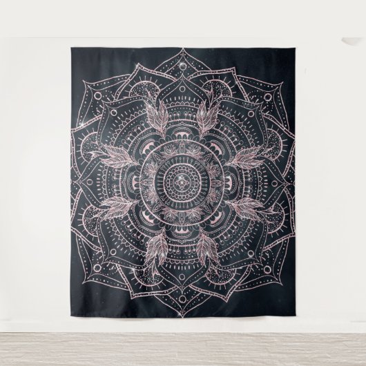 Elegant Roos Gold Mandala Grey Nebula Design Wandkleed (Voorkant)
