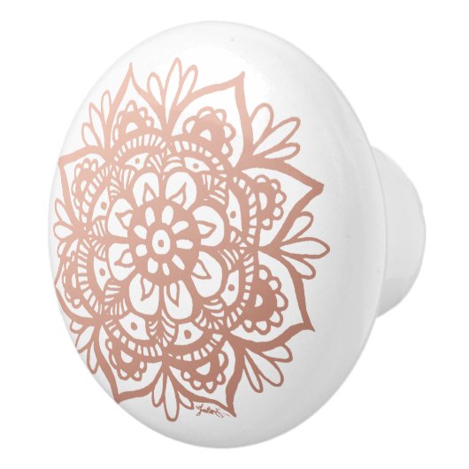 Elegant Roos Gold Mandala Keramische Knop (Rechts)