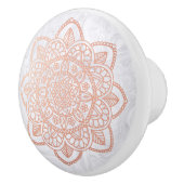 Elegant Roos Gold Mandala Marble Keramische Knop (Rechts)