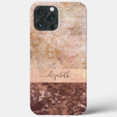 Elegant Roos Gold Marble Agate Script Case-Mate iPhone Case (Achterkant)