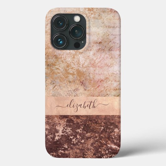 Elegant Roos Gold Marble Agate Script Hoesje-Mate  Case-Mate iPhone Case (Achterkant)
