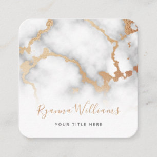 Elegant Roos Gold Marble Calligraphy Script Vierkante Visitekaartje
