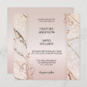 Elegant Roos Gold Marble Floral Wedding Invitation Kaart (Voorkant / Achterkant)