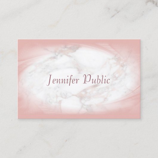 Elegant Roos Gold Marble Handgeschreven Script Mod Visitekaartje (Voorkant)
