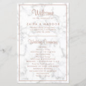 Elegant Roos Gold Marble Modern Wedding Programme (Voorkant)