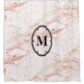 Elegant Roos Gold Marble Monogram Douchegordijn (Voorkant)
