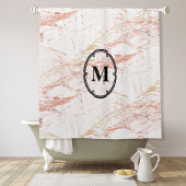 Elegant Roos Gold Marble Monogram Douchegordijn