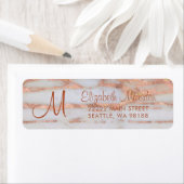 Elegant Roos Gold Marble Script Retouradres Etiket (Insitu)