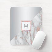 Elegant Roos Gold Marble Silver MONOGRAM Muismat (Met muis)