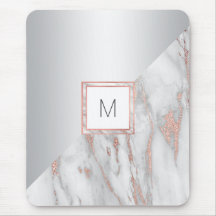 Elegant Roos Gold Marble Silver MONOGRAM