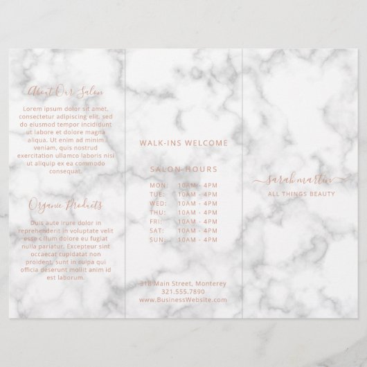 Elegant Roos Gold Marble Trifold Brochure (Voorkant)