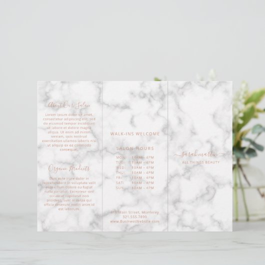 Elegant Roos Gold Marble Trifold Brochure (Staand voorkant)