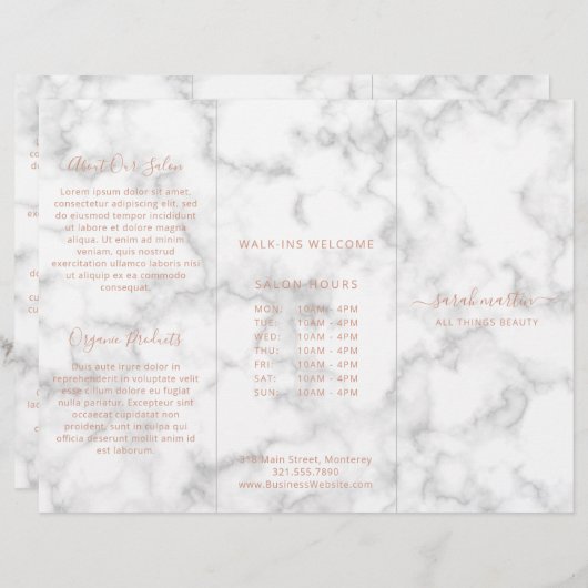 Elegant Roos Gold Marble Trifold Brochure (Voorkant / Achterkant)