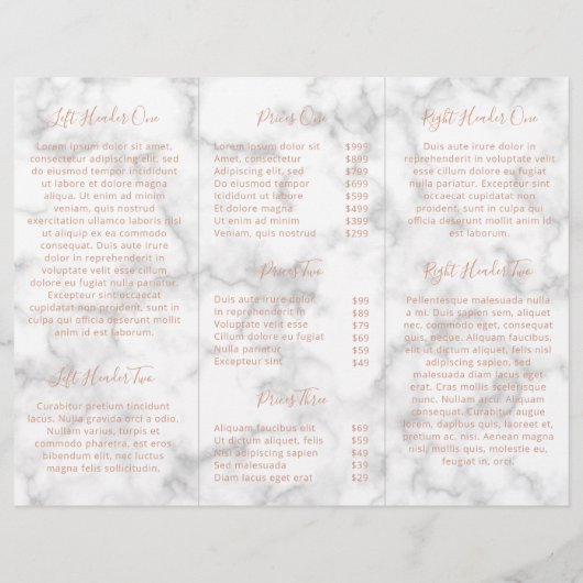 Elegant Roos Gold Marble Trifold Brochure (Achterkant)