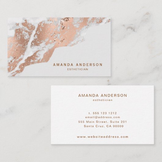 Elegant Roos Gold Marble Visitekaartje (Voorkant / Achterkant)