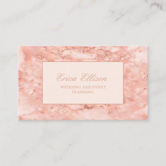 Elegant Roos Gold Marble Wedding Planner Visitekaartje (Voorkant)