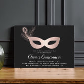 Elegant Roos Gold Masquerade Theme Quinceanera Kaart