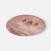 Elegant roos gold Merry kerstboommarmer Papieren Bordje (Gekanteld)