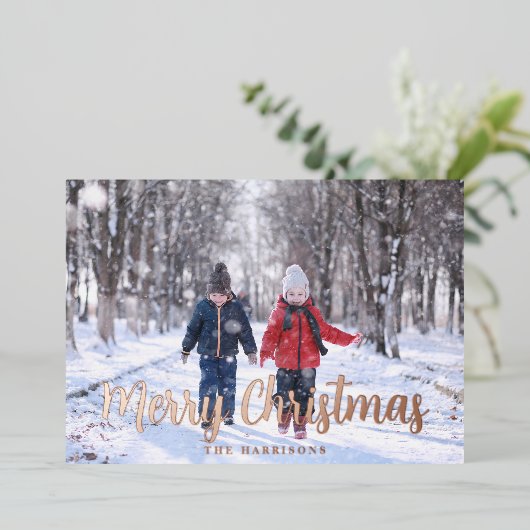 Elegant Roos Gold Merry kerstfeestdag Kaart (Staand Voorkant)